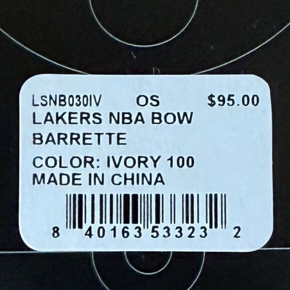 LELE SADOUGHI x LA LAKERS BASKETBALL NBA IVORY CLIP BOW BARRETTE w/BAG FAN NWT main image 5